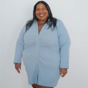 Light Blue Button-Up Dress